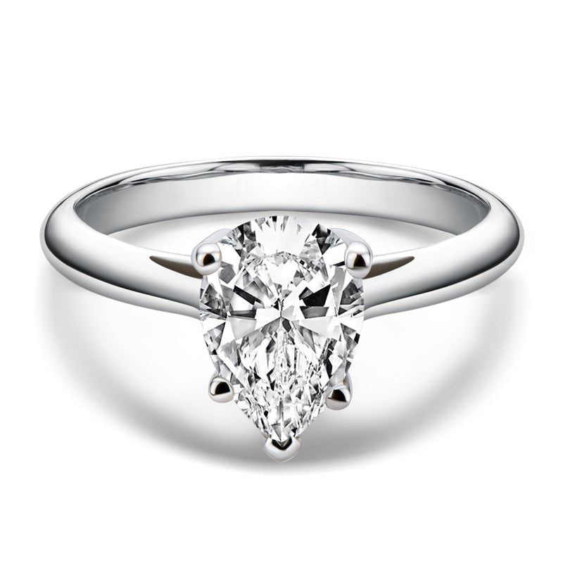 2.0 Carat Lab Grown Pear Shaped Diamond Ring In White Gold - Amyris London