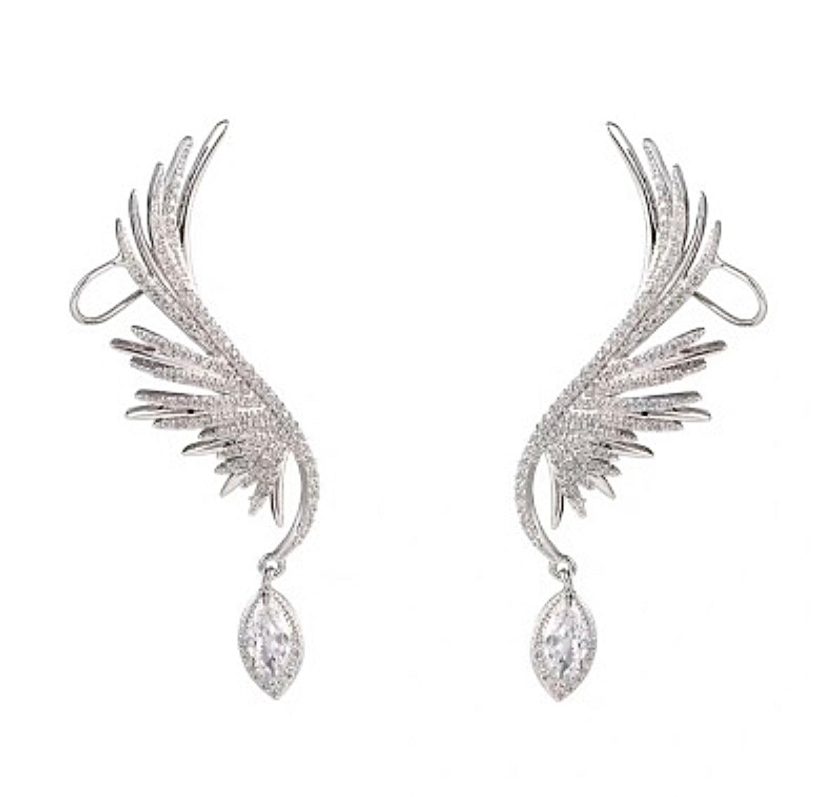 Angel Wing Earrings Silver - Amyris London