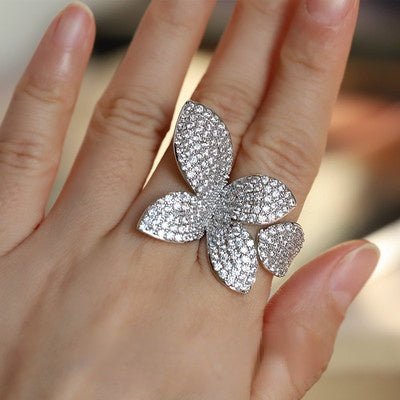 Butterfly Flower Shaped Open Ring - Amyris London