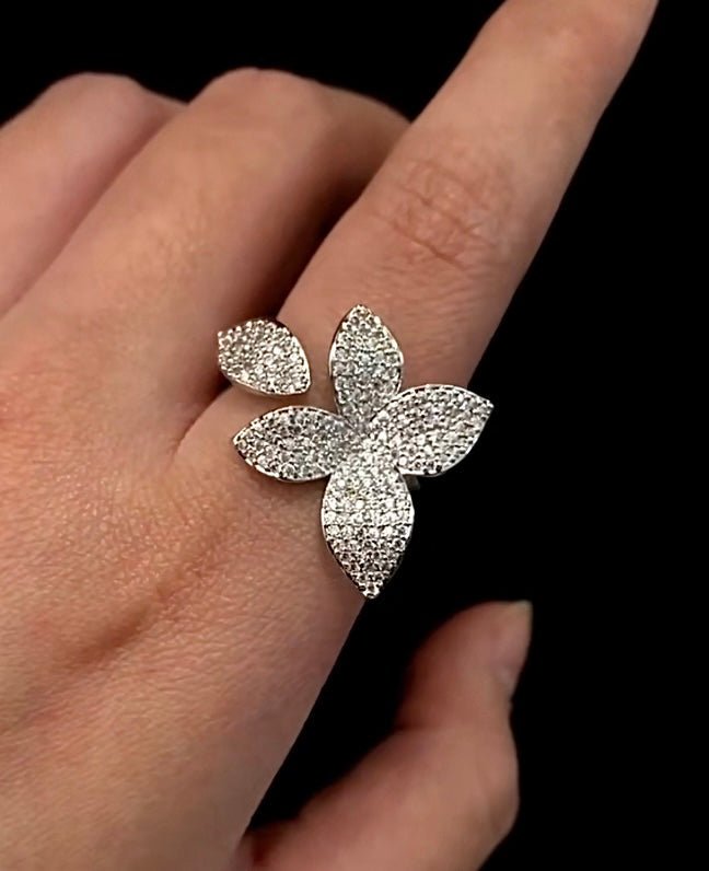 Butterfly Flower Shaped Open Ring - Amyris London