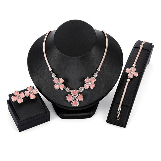 Clover Necklace Earrings Bracelet Set - Amyris London