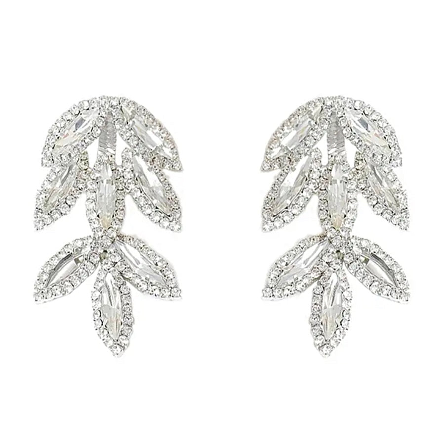 Crystal Leaf Drop Earrings - Amyris London