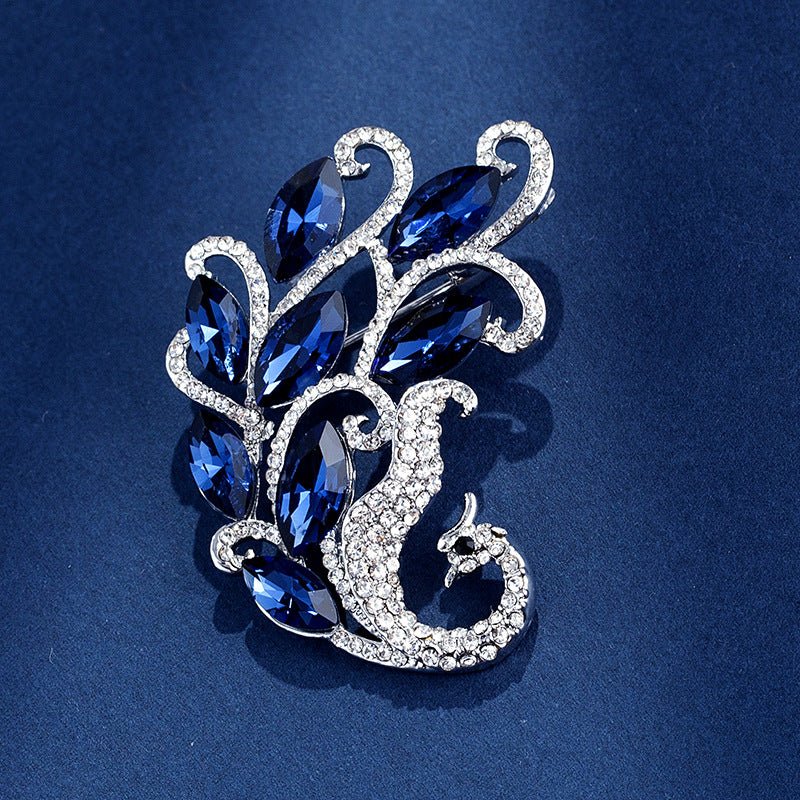 Blue Crystal Phoenix Brooch - Amyris London