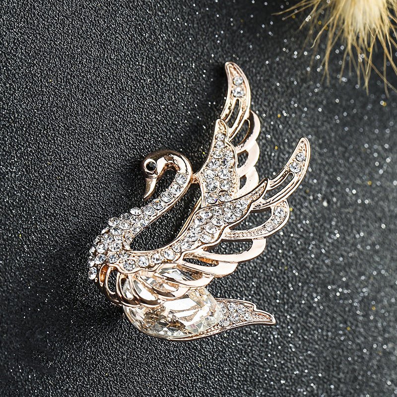 Crystal Swan Brooch - Amyris London