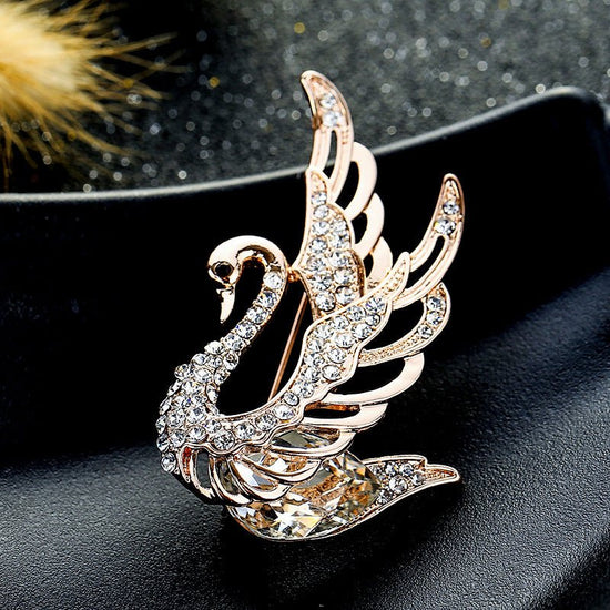 Crystal Swan Brooch - Amyris London