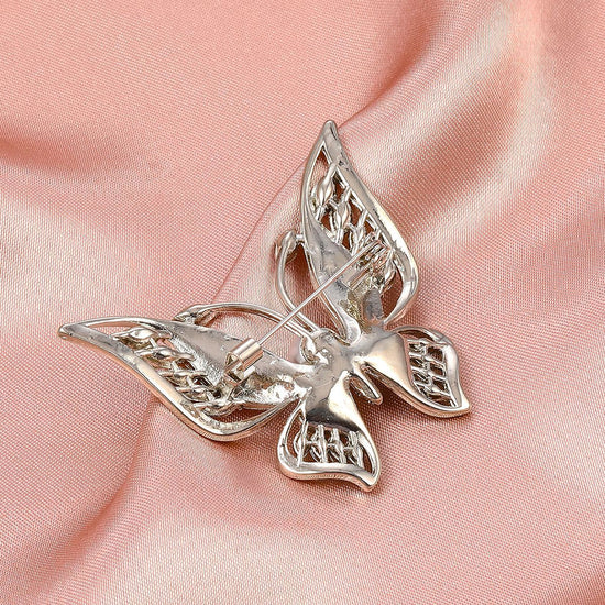 Diamante Butterfly Pearl Brooch - Amyris London