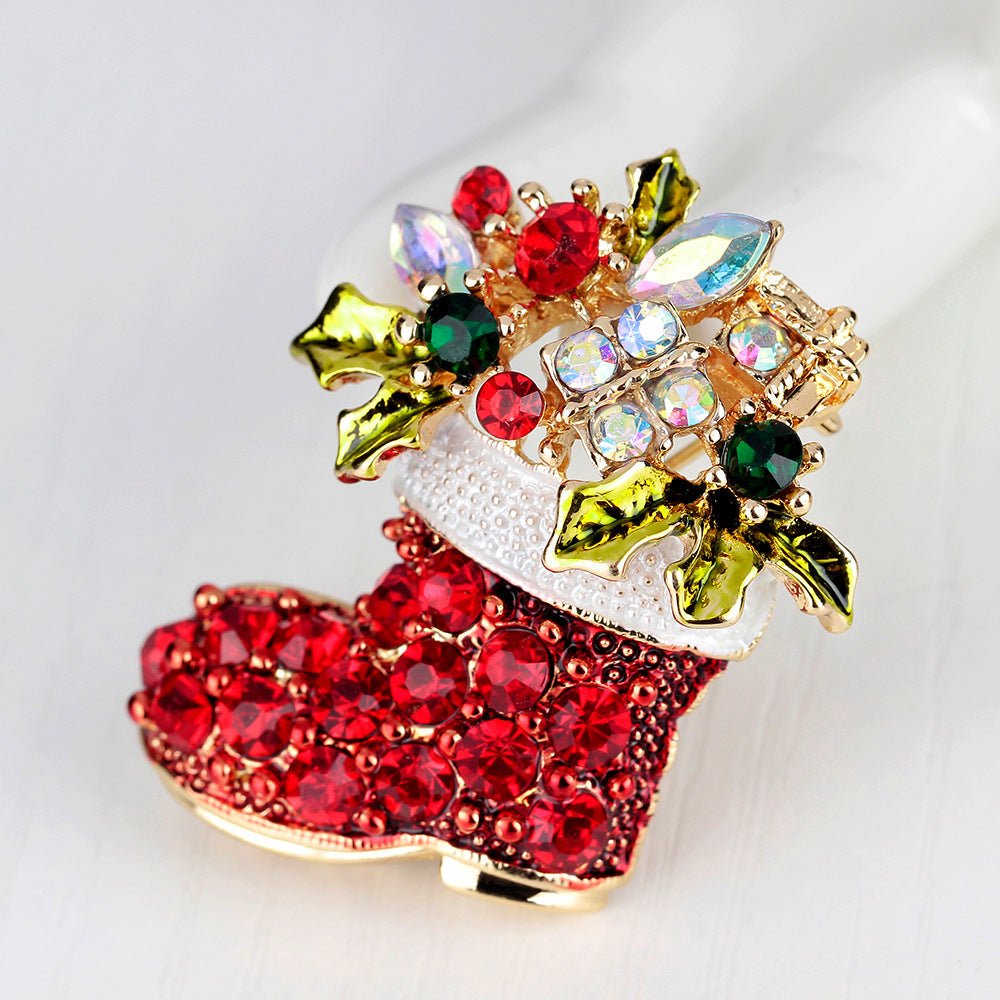 Diamante Christmas Boots Brooch - Amyris London