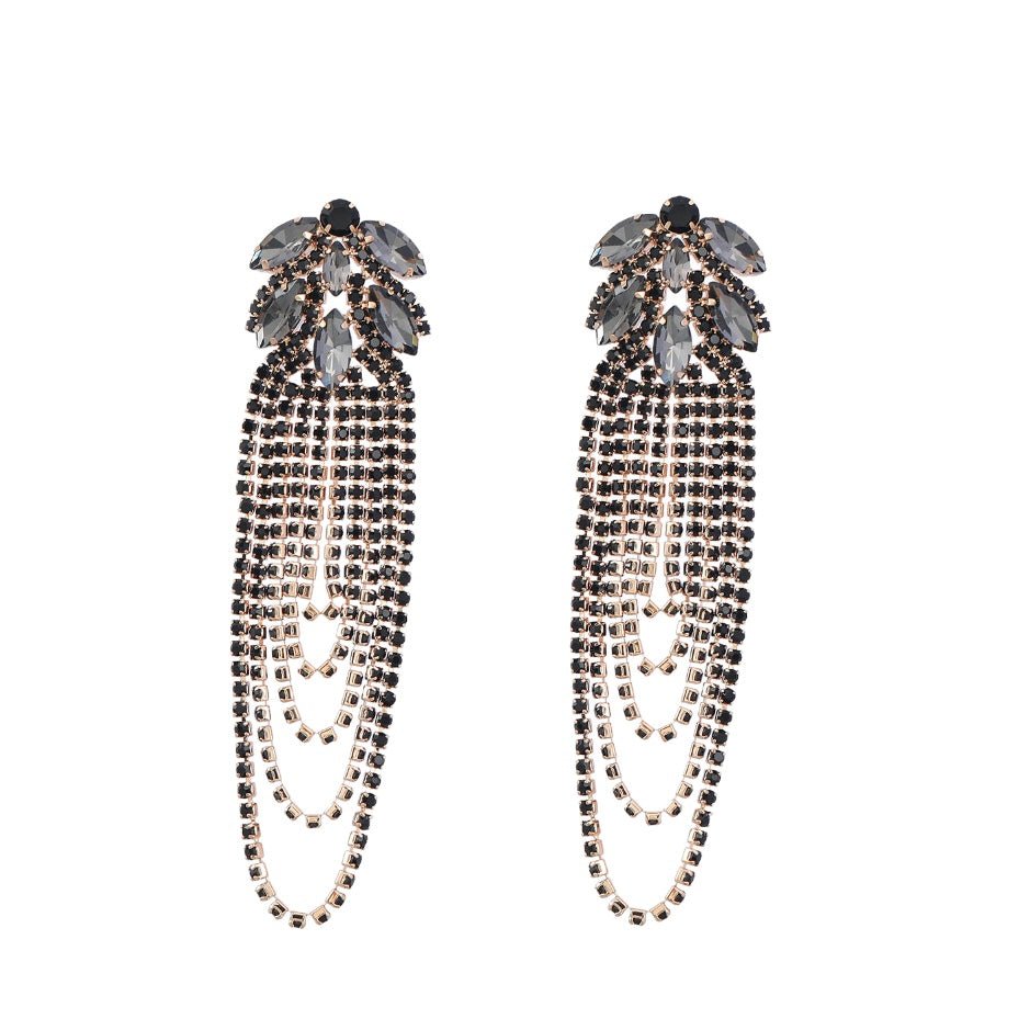 Diamante Flower Tassel Earrings - Amyris London