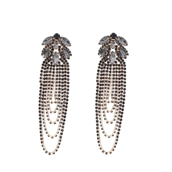 Diamante Flower Tassel Earrings - Amyris London