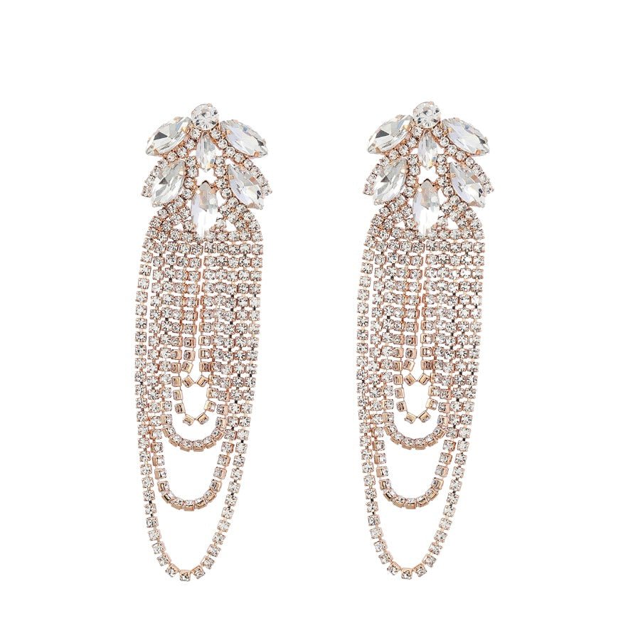 Diamante Flower Tassel Earrings - Amyris London