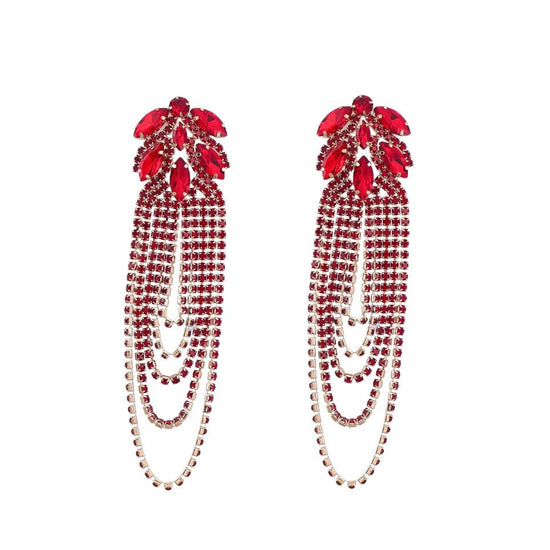 Diamante Flower Tassel Earrings - Amyris London