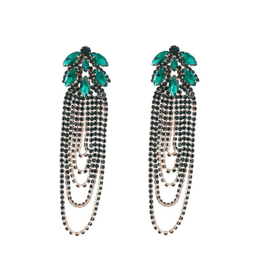 Diamante Flower Tassel Earrings - Amyris London