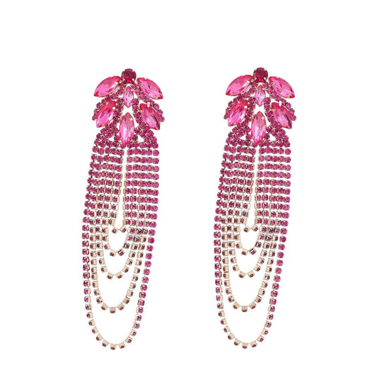 Diamante Flower Tassel Earrings - Amyris London