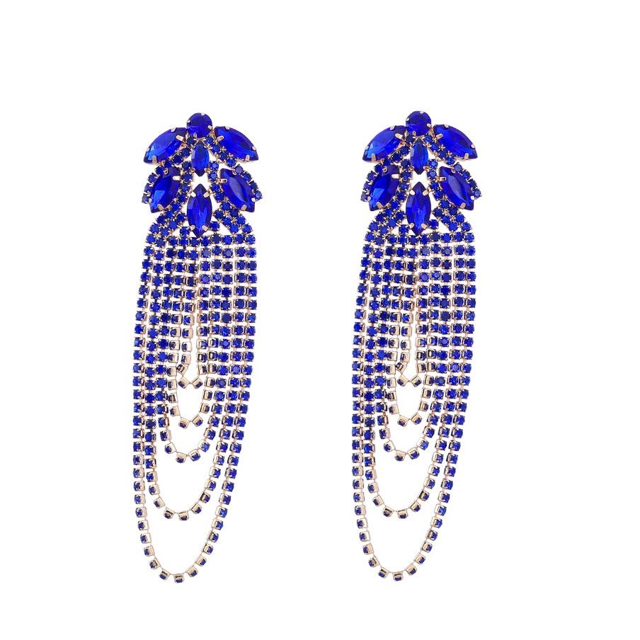 Diamante Flower Tassel Earrings - Amyris London