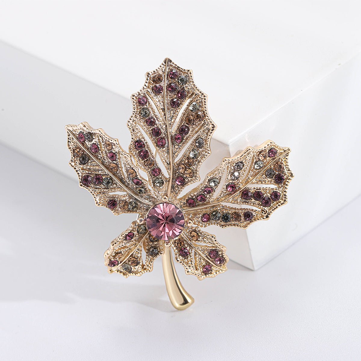 Diamante Maple Brooch - Amyris London