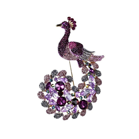 Diamante Peacock Brooch - Amyris London