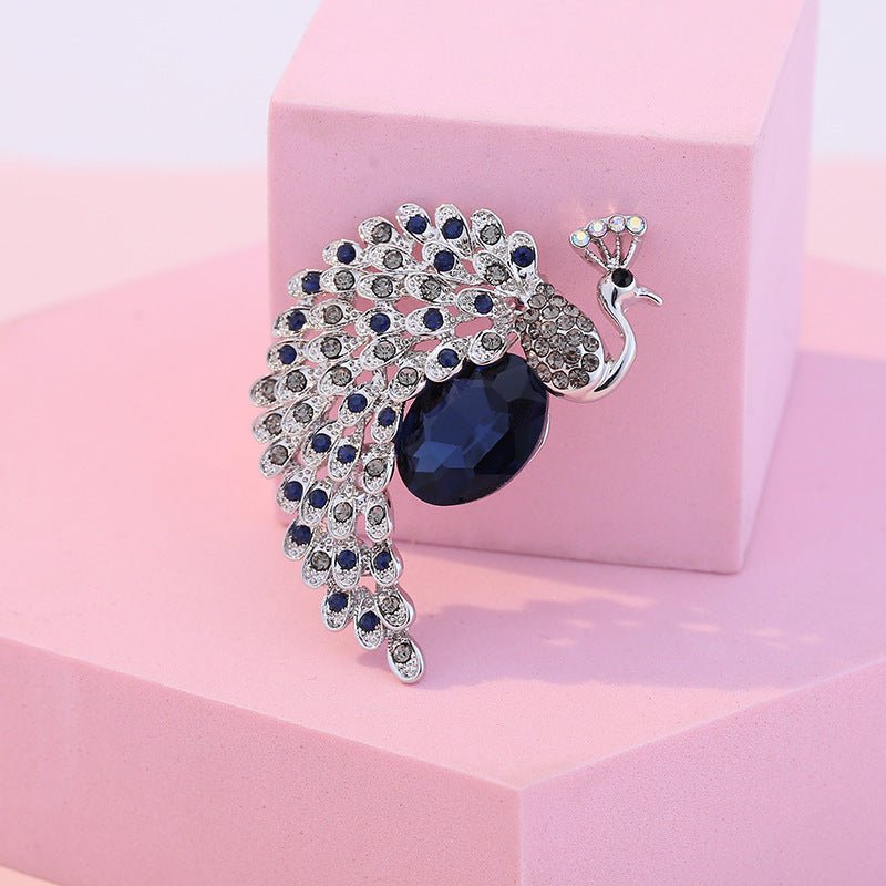 Diamante Peacock Brooch - Amyris London