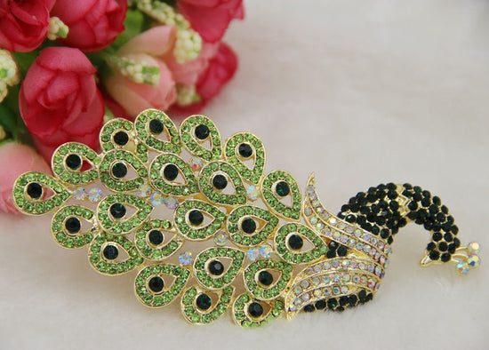 Diamante Peacock Brooch - Amyris London