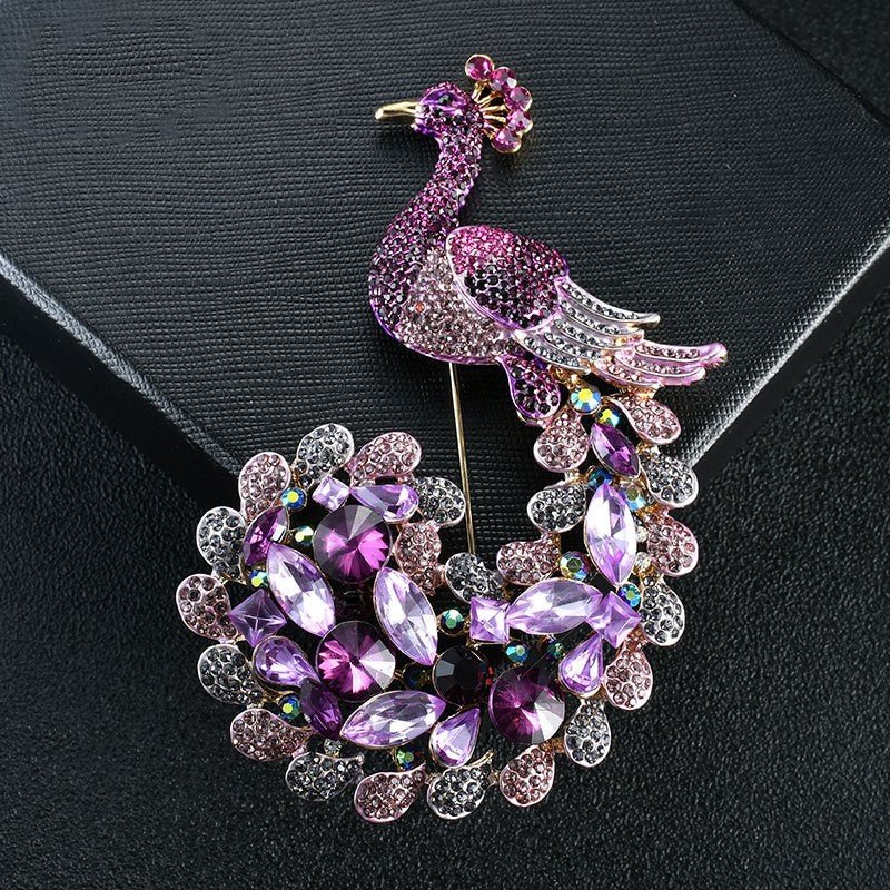 Diamante Peacock Brooch - Amyris London