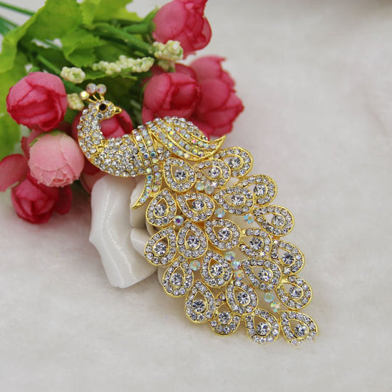 Diamante Peacock Brooch - Amyris London