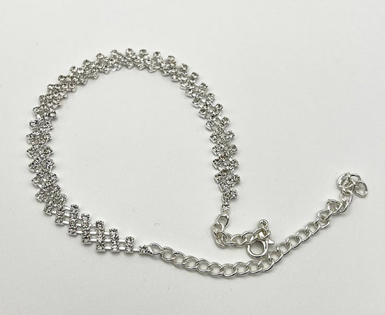 Diamante Row Cross Anklet Silver - Amyris London