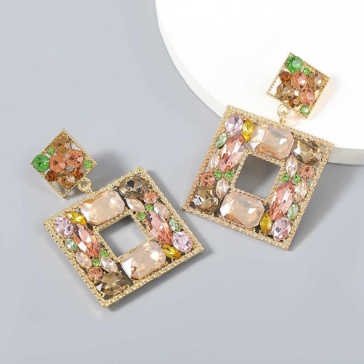 Diamante Square Earrings - Amyris London