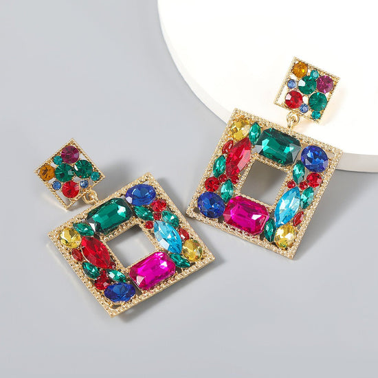 Diamante Square Earrings - Amyris London