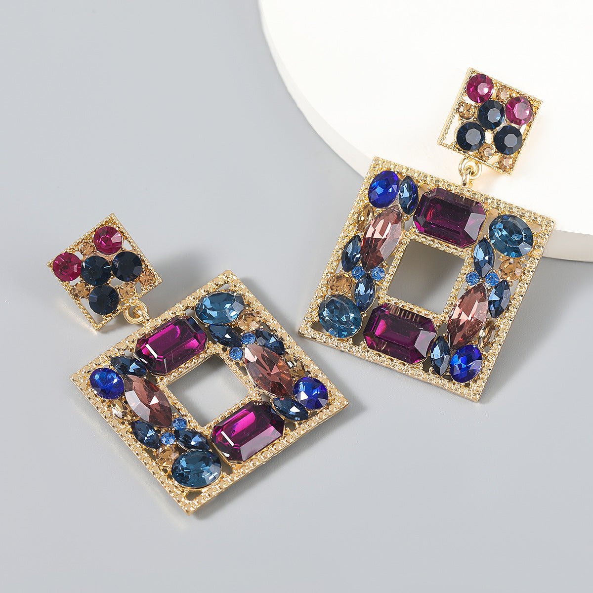 Diamante Square Earrings - Amyris London