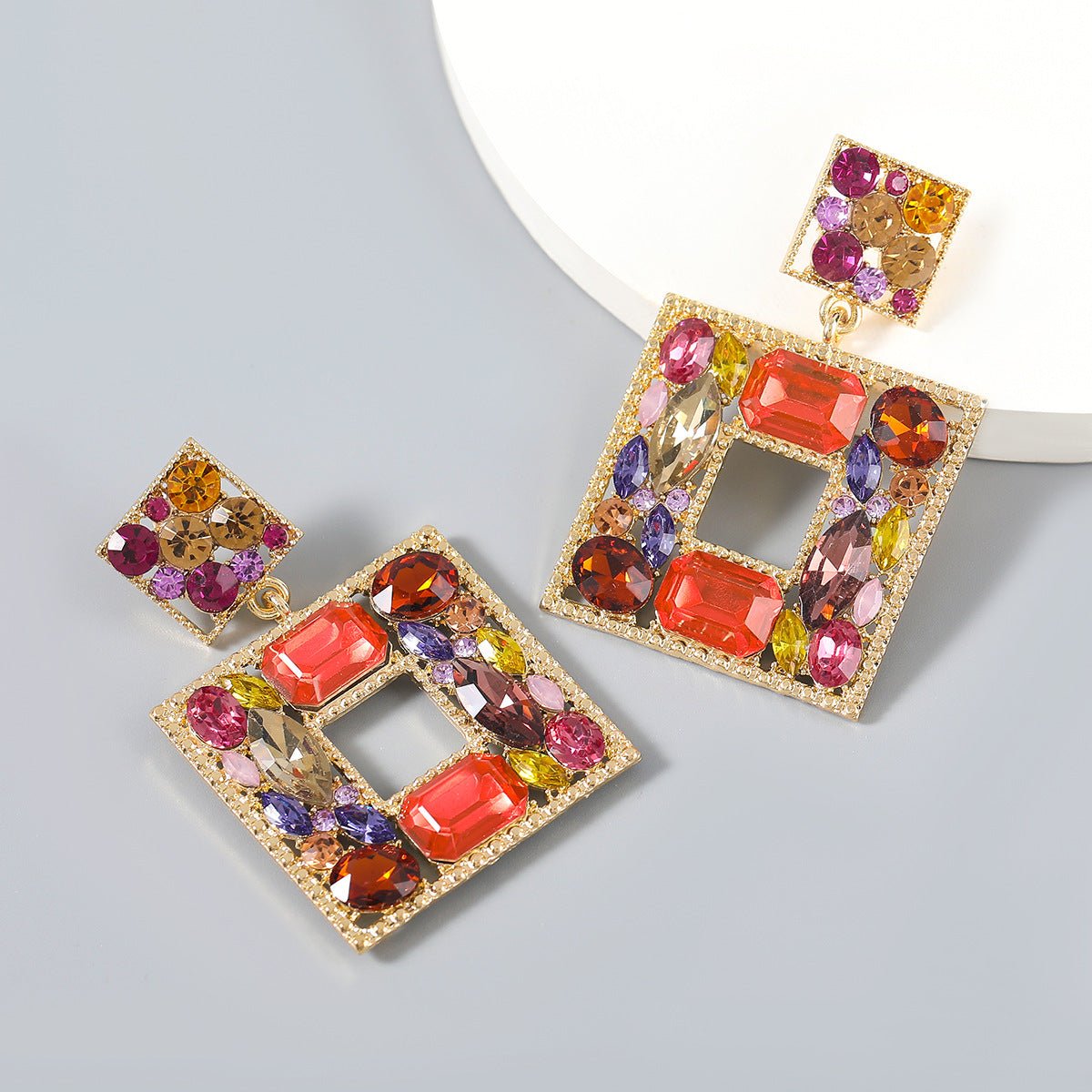 Diamante Square Earrings - Amyris London