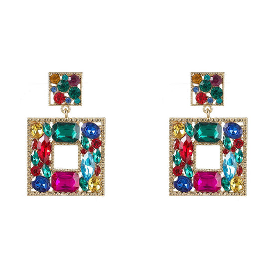 Diamante Square Earrings - Amyris London