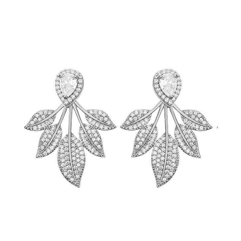 Diamond Leaf Stud Earrings - Amyris London