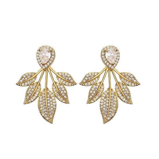 Diamond Leaf Stud Earrings - Amyris London