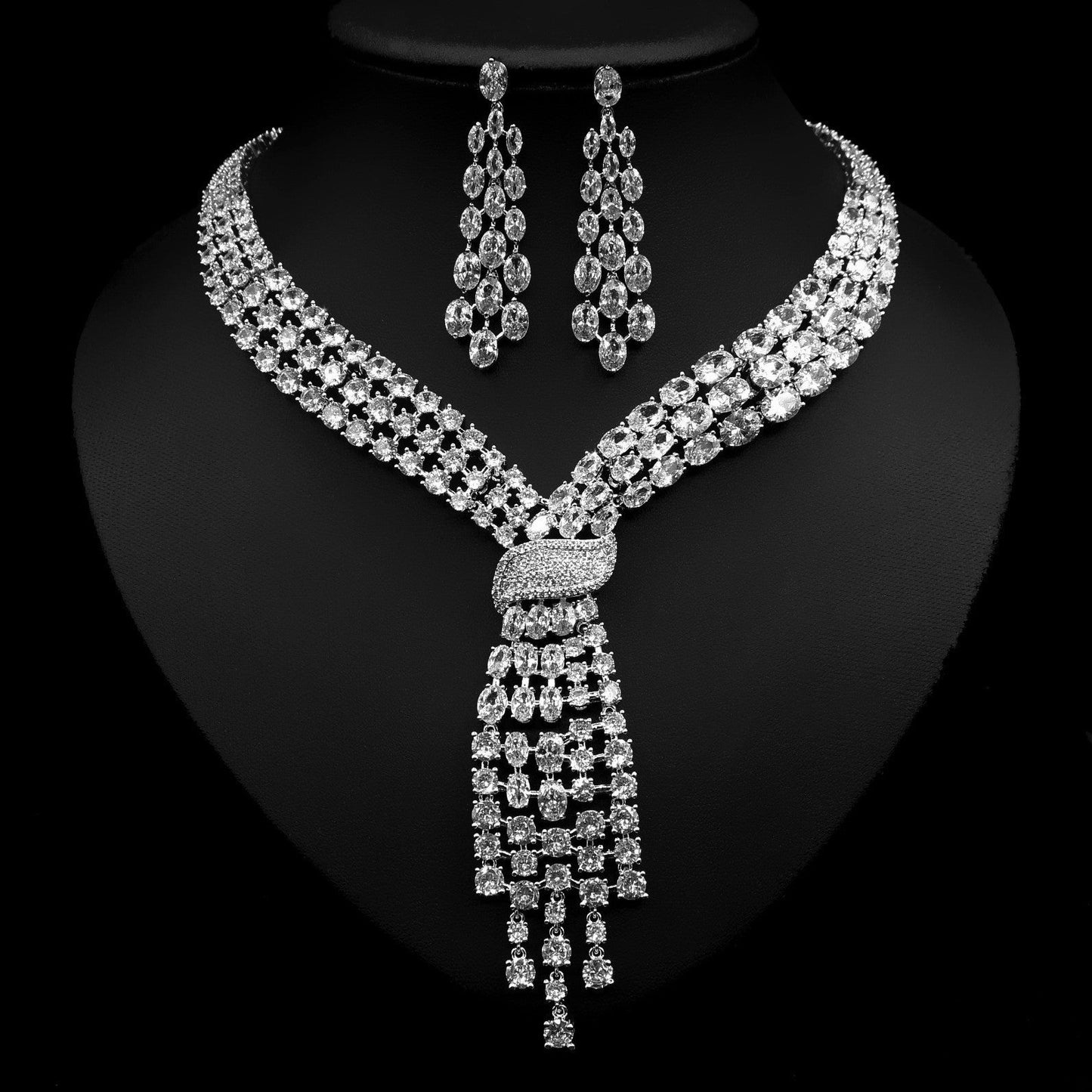 Diamond Necklace And Earrings Set - Amyris London