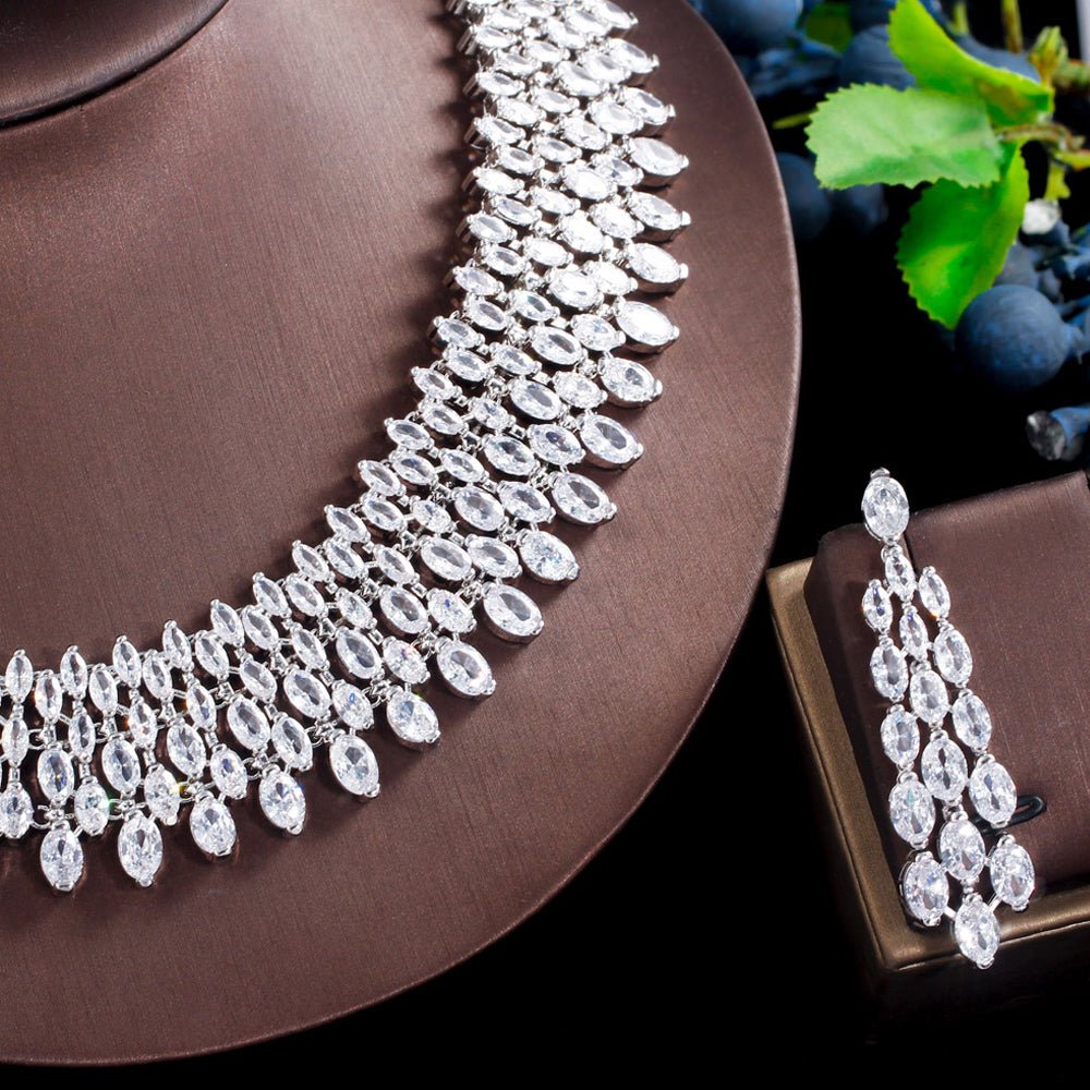 Diamond Necklace And Earrings Set - Amyris London