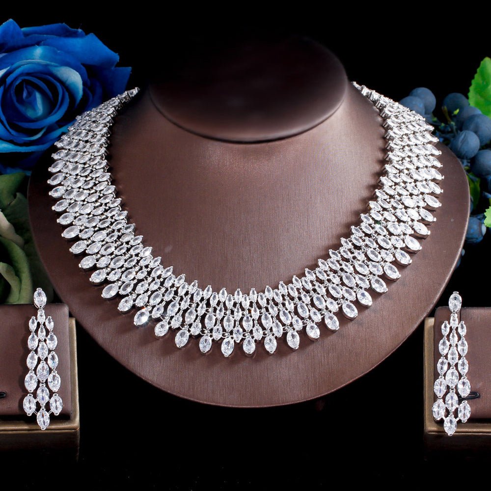 Diamond Necklace And Earrings Set - Amyris London