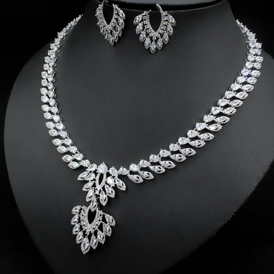 Diamond Necklace Earrings Set - Amyris London