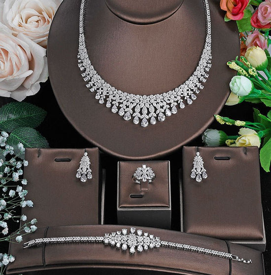 Diamond Necklace Earrings Set - Amyris London