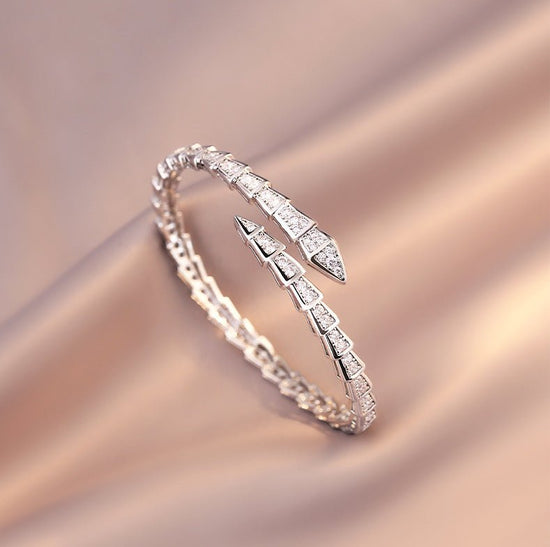 Diamond Silver Snake Bracelet - Amyris London