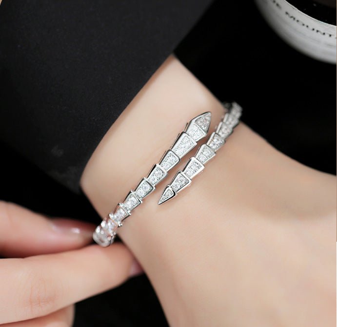 Diamond Silver Snake Bracelet - Amyris London