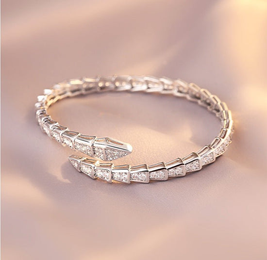 Diamond Silver Snake Bracelet - Amyris London