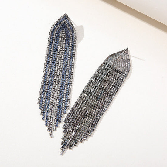 Blue Diamond Tassel Earrings - Amyris London