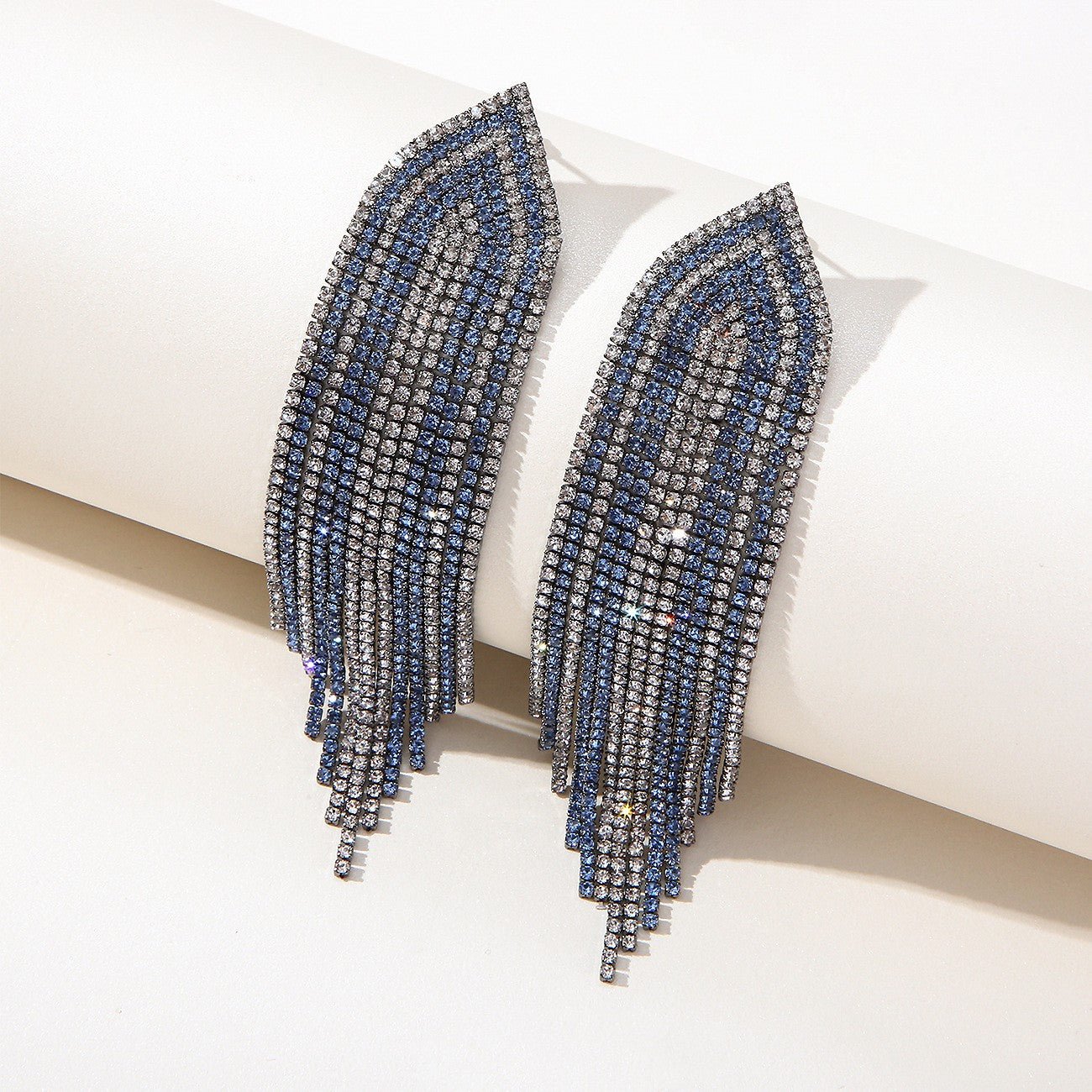 Blue Diamond Tassel Earrings - Amyris London