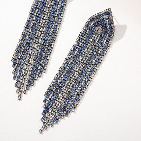 Blue Diamond Tassel Earrings - Amyris London