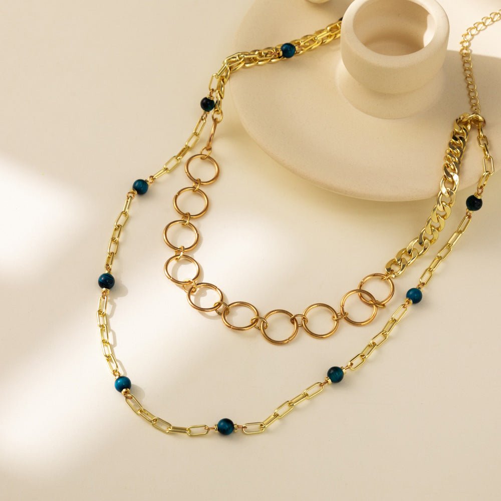 Double Layer Natural Stone Chain Necklace - Amyris London