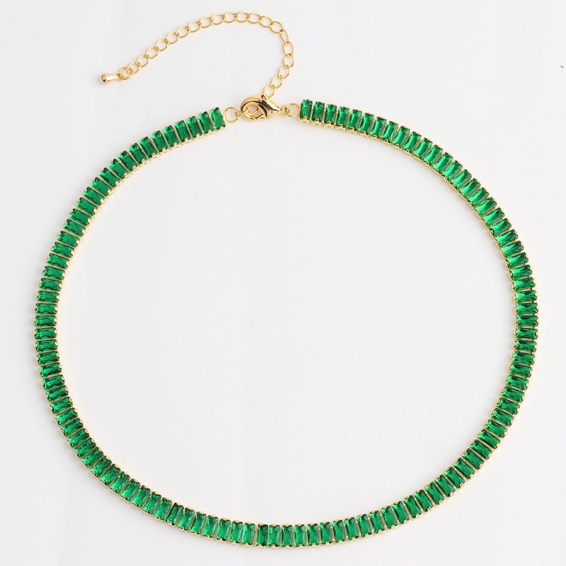 Elegant Emerald Cut Zircon Crystal Necklace Set - Amyris London
