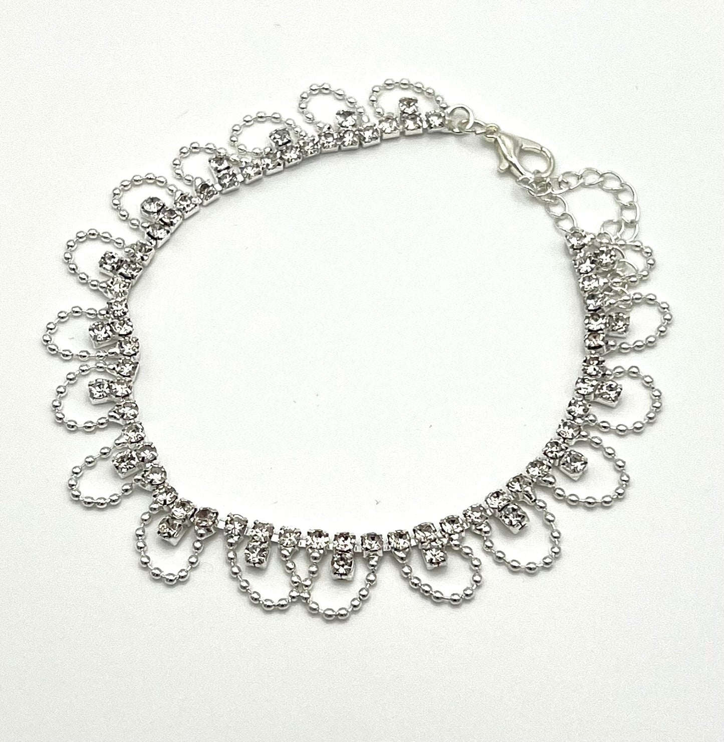 Silver Chain Diamond Drop Anklet - Amyris London