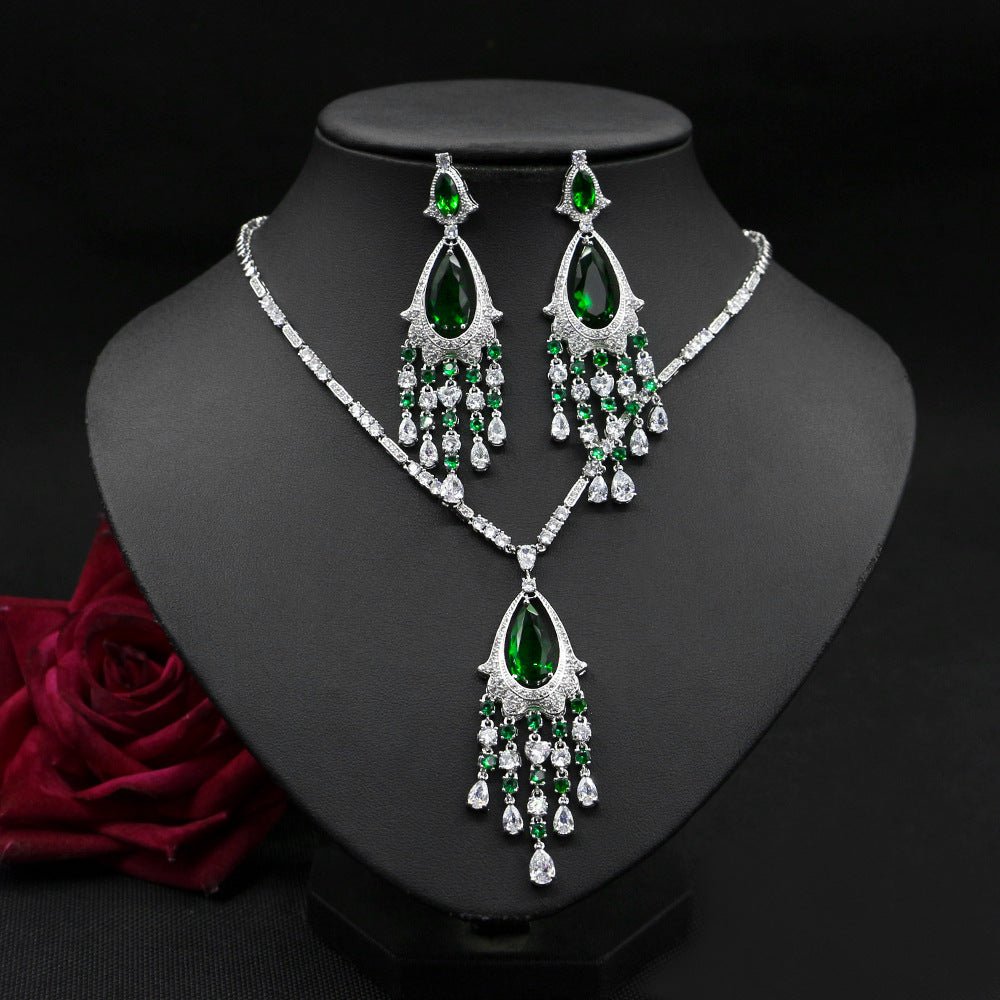 Elegant Tassel Necklace And Earrings Set - Amyris London