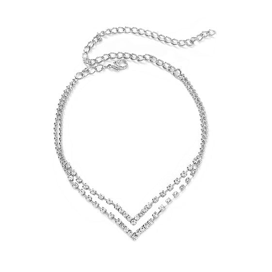 Double V Layered Anklet Silver - Amyris London