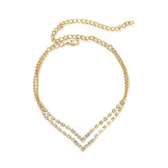 Double V Layered Anklet Gold - Amyris London