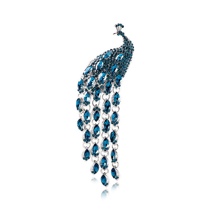 Blue Peacock Tassel Brooch - Amyris London